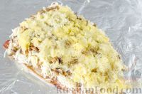 Скумбрия, запечённая с картофелем, грибами и сыром